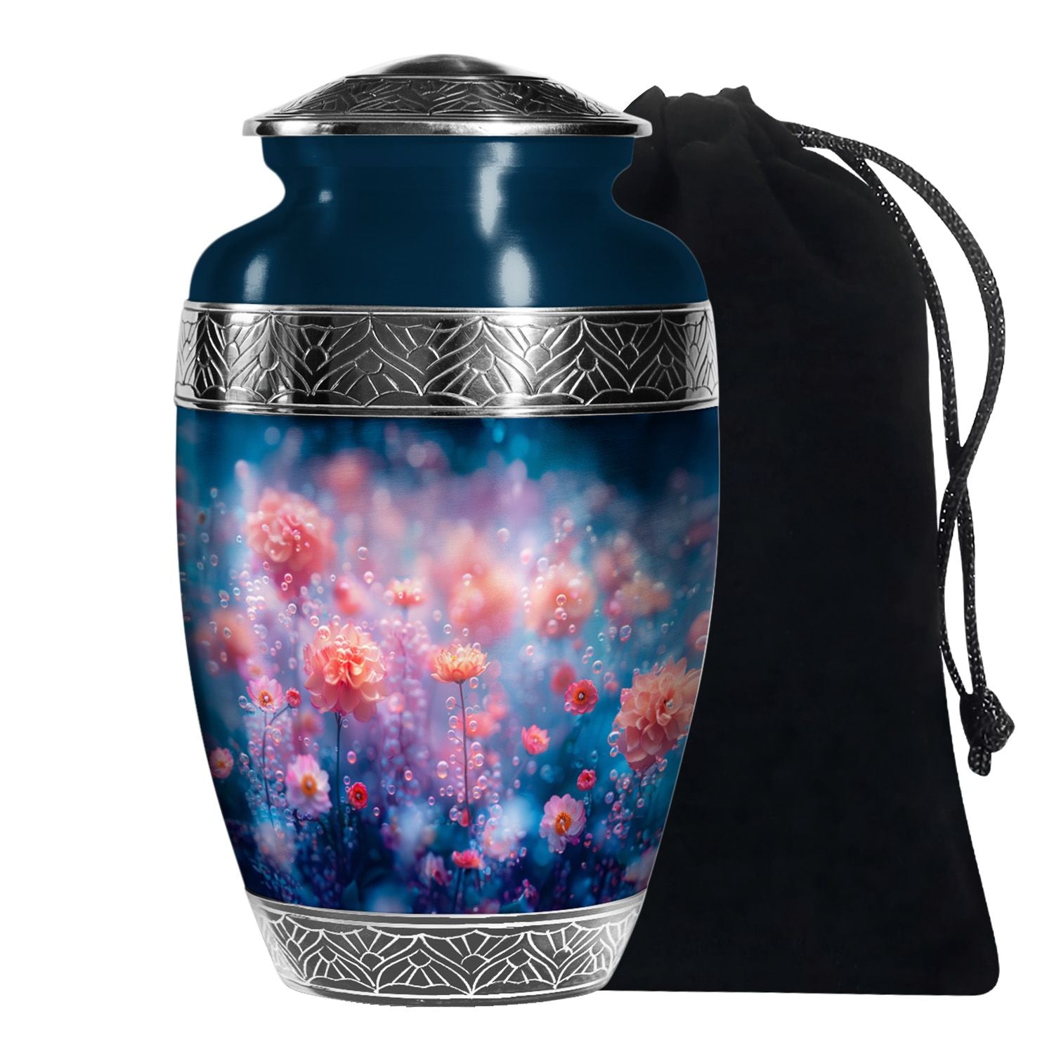 Pink Fantasy Floral Urn - Elegant Memorial Cremation Urn For Ashes