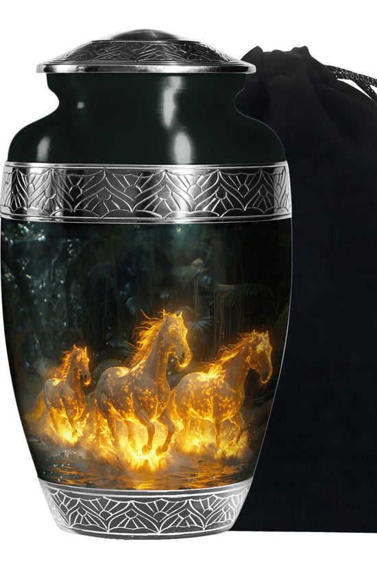 Horse Theme Funeral Urn - Large Memorial Urn For Loved Ones