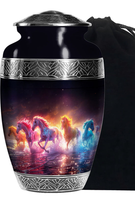 Mystic Blue Horse Cremation Urn - Memorial Urn For Human Ashes