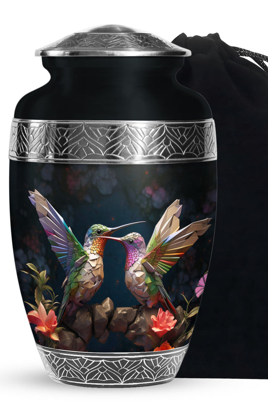 Colorful Hummingbird Funeral Urn - Couple Ashes Urn For Loved Ones