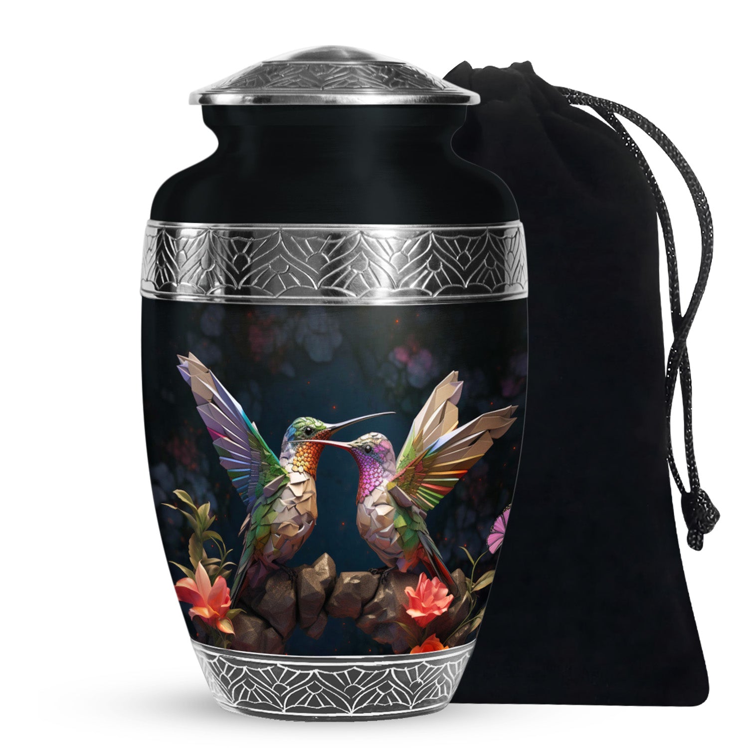 Colorful Hummingbird Funeral Urn - Couple Ashes Urn For Loved Ones