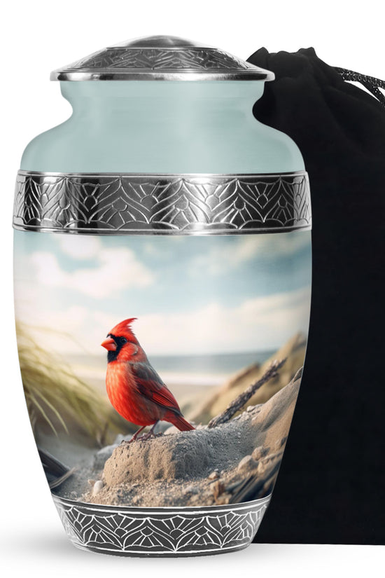 Red Cardinal Cremation Urn - Large Memorial Urn For Human Ashes
