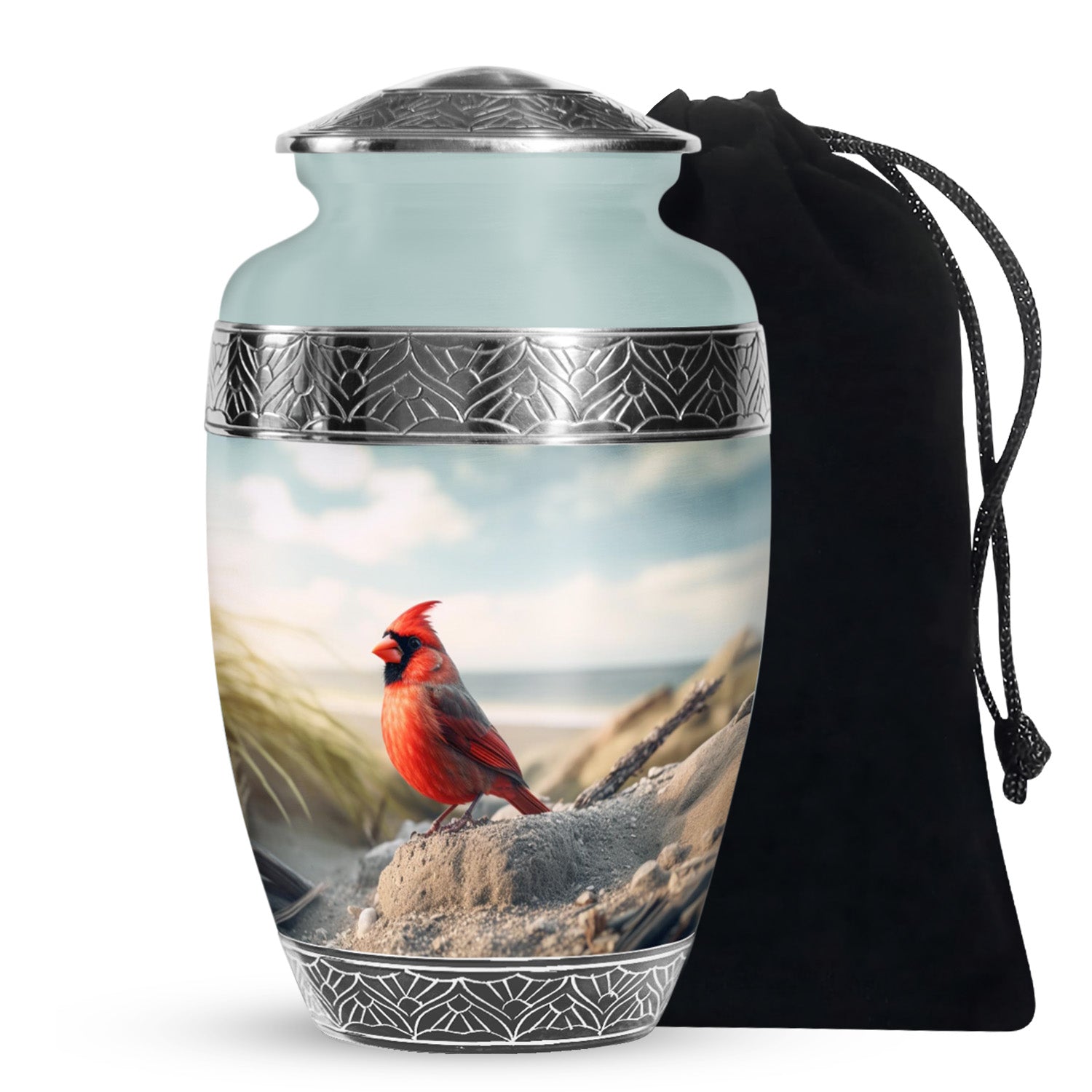 Red Cardinal Cremation Urn - Large Memorial Urn For Human Ashes