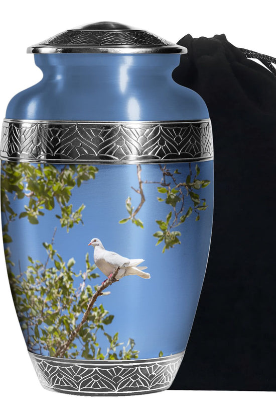 White Bird Memorial Urn - Dove Theme Cremation Urn For Loved Ones