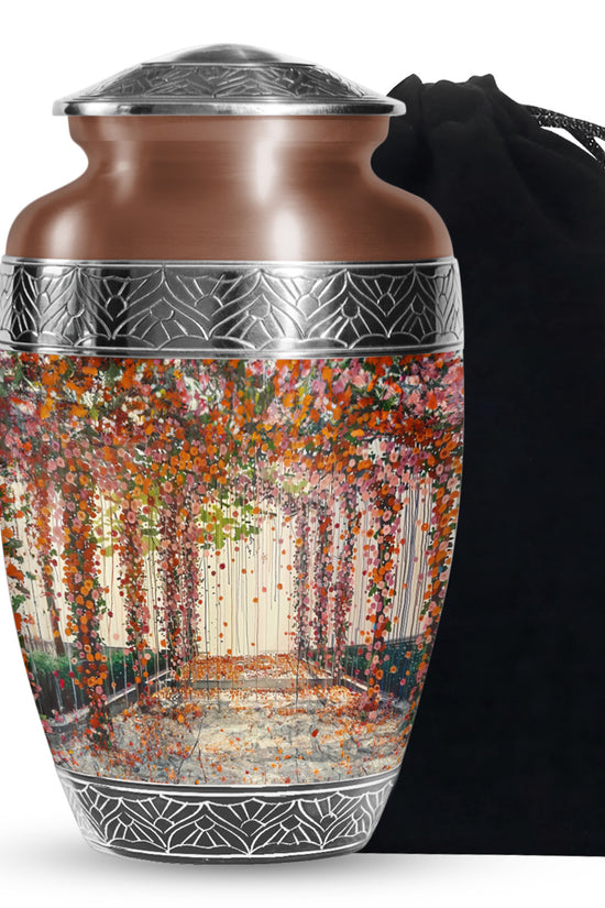 Artistic Flower Burial Urn - Aluminium Cremation Urn For Loved Ones