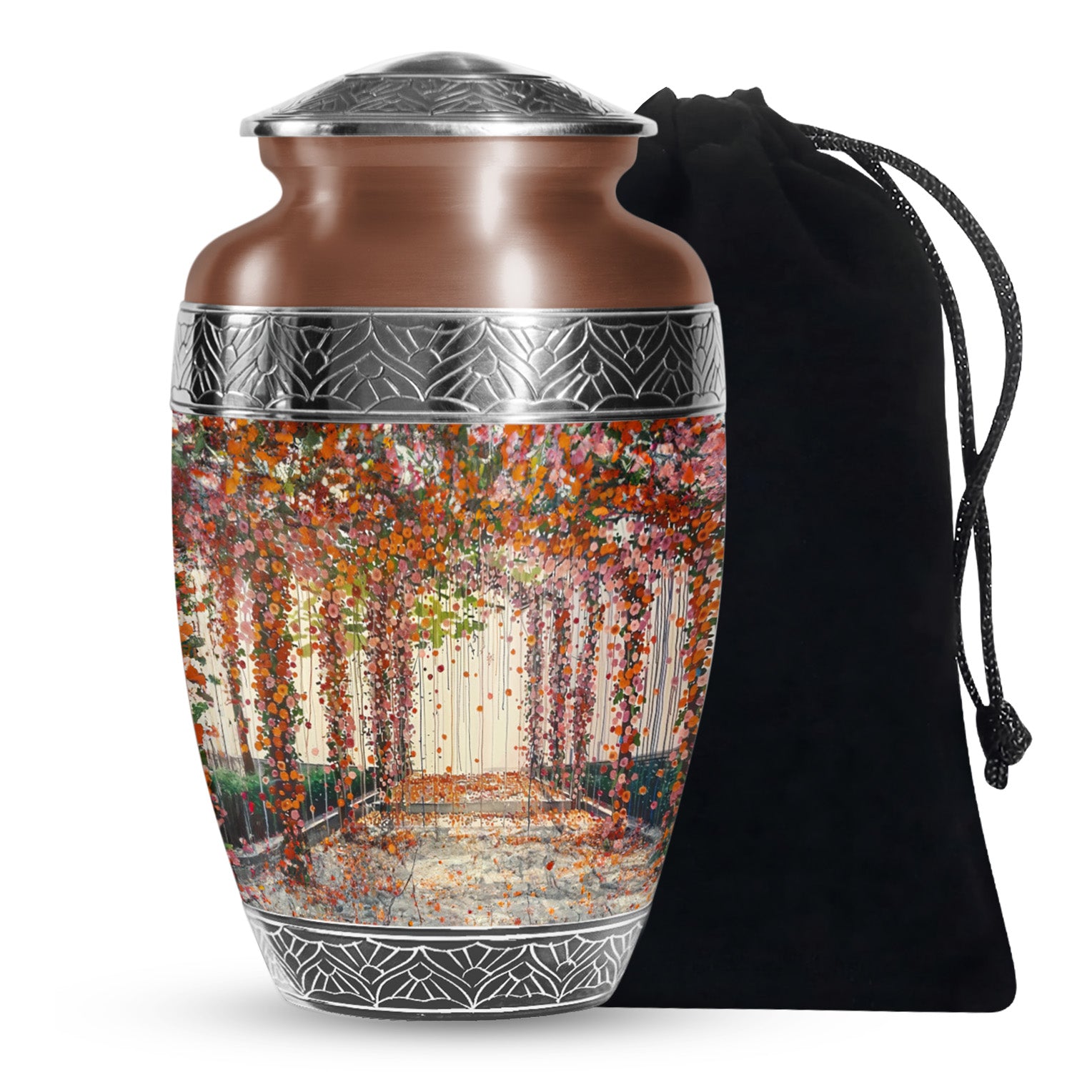 Artistic Flower Burial Urn - Aluminium Cremation Urn For Loved Ones