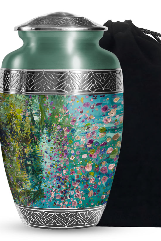 Flower Theme Funeral Urn - Artistic Flowers Memorial Urn For Loved Ones