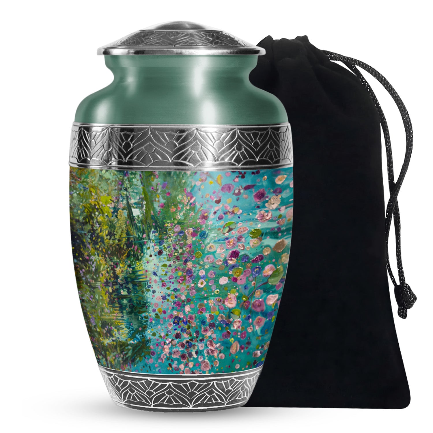 Flower Theme Funeral Urn - Artistic Flowers Memorial Urn For Loved Ones