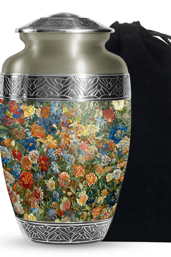 Nature Blossom Funeral Urn For Human Ashes - Artistic Floral Landscape Urn