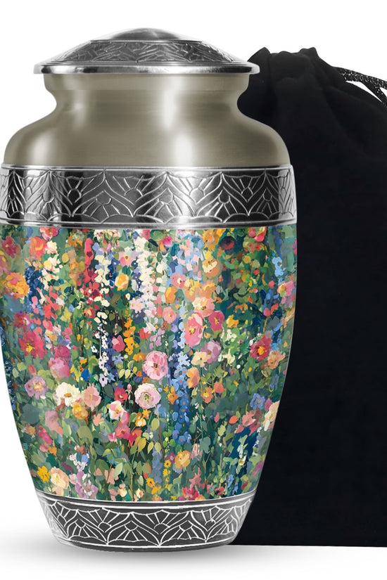 Elegant Artistic Flower Memorial Urn - Flower Theme Cremation Urn For Ashes