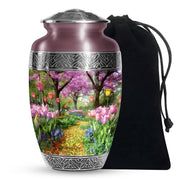 Peaceful Flower Path Cremation Urn - Elegant Floral Burial Urn For Adults