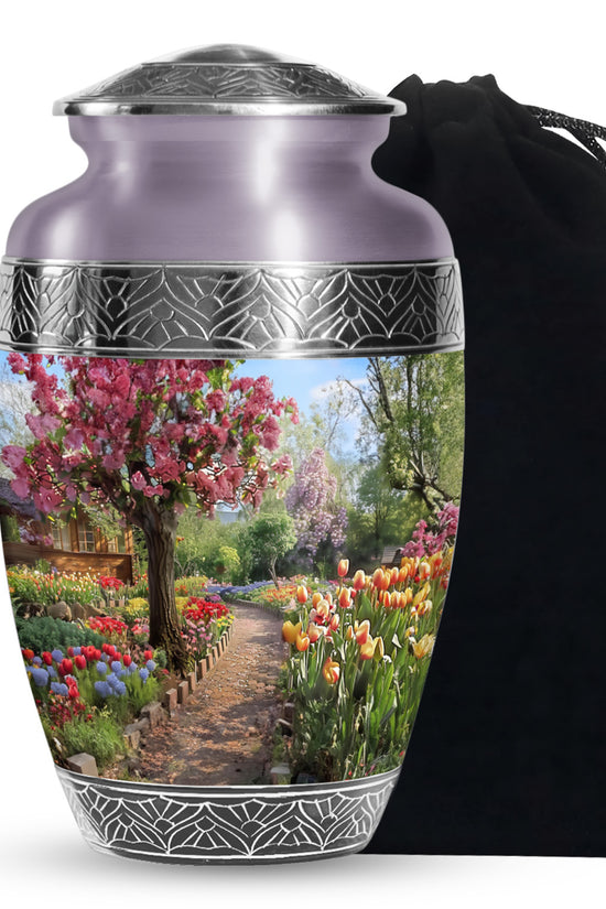 Beautiful Flower Garden Funeral Urn - Cremation Urn For Adult Ashes