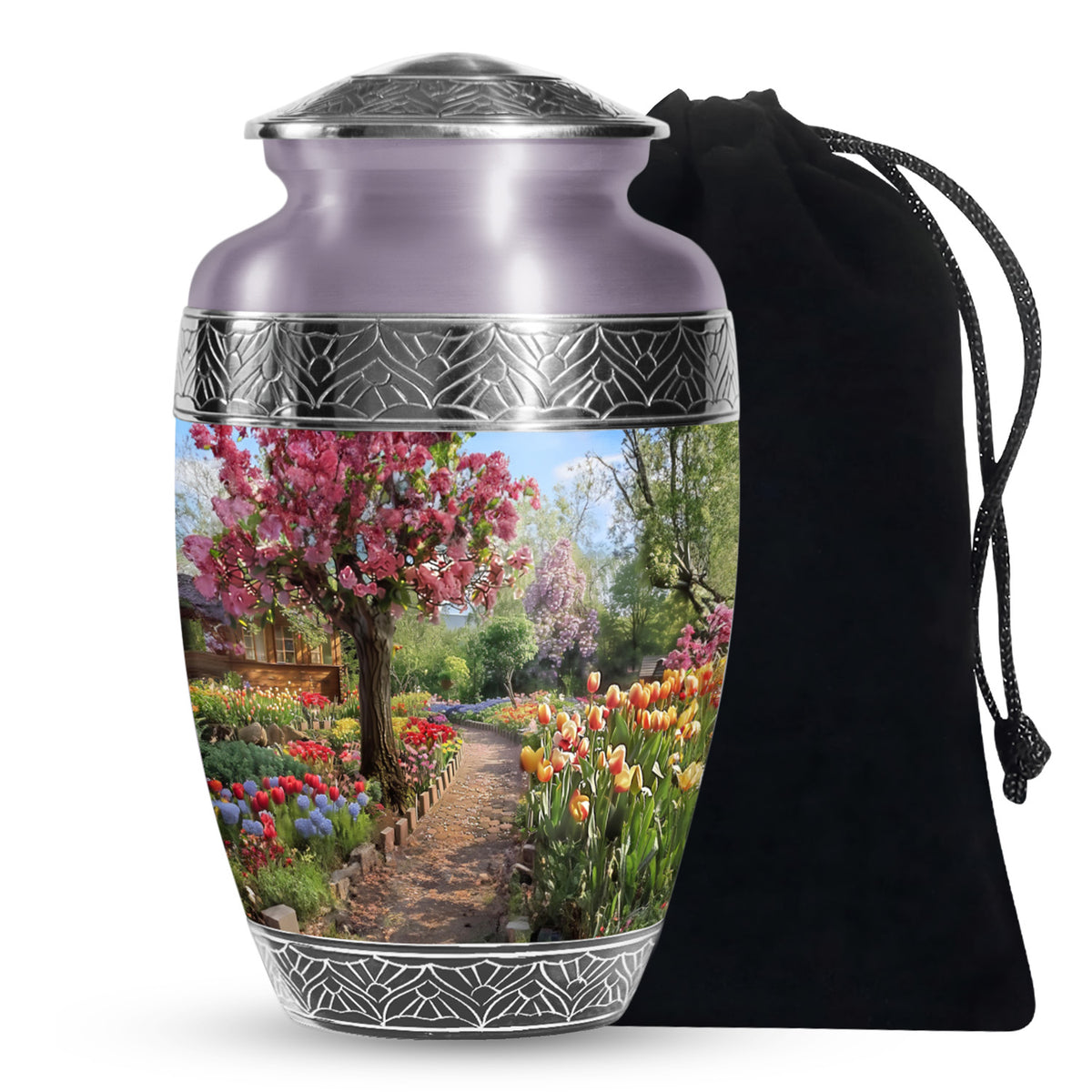 Beautiful Flower Garden Funeral Urn - Cremation Urn For Adult Ashes