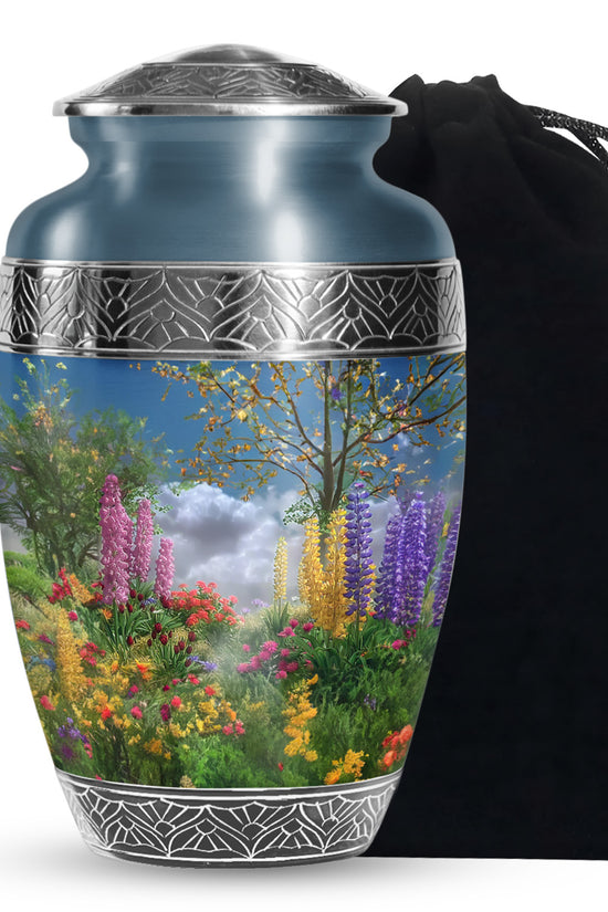 Colourful Floral Memorial Urn - Beautiful Garden Cremation Urn For Burial