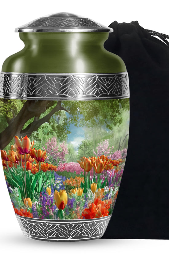 Flower Theme Memorial Urn - Beautiful Funeral Urn For Adult Ashes