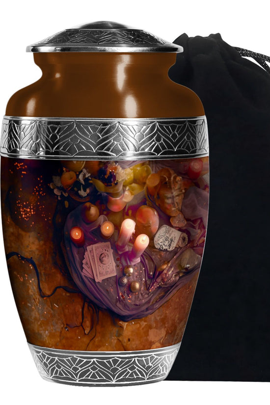 Spiritual Tarot Memorial Urn - Mystic Candle Funeral Urn For Adult Ashes