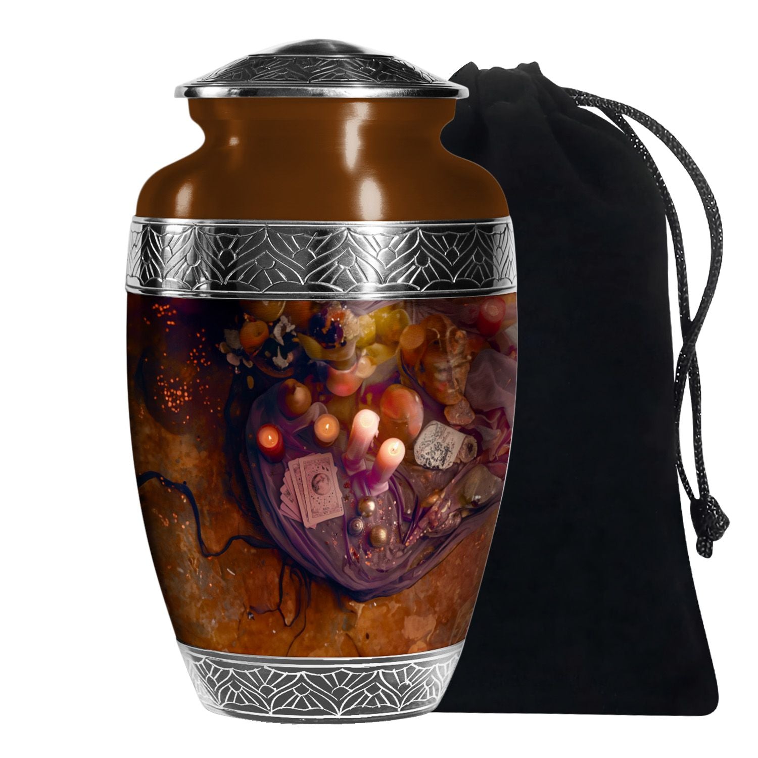 Spiritual Tarot Memorial Urn - Mystic Candle Funeral Urn For Adult Ashes