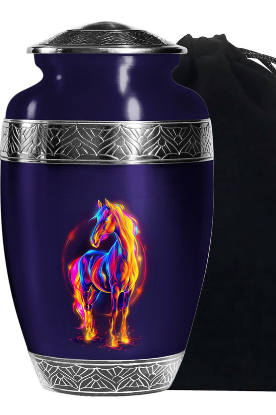 Horse Theme Cremation Urn - Colourful Memorial Urn For Human Ashes