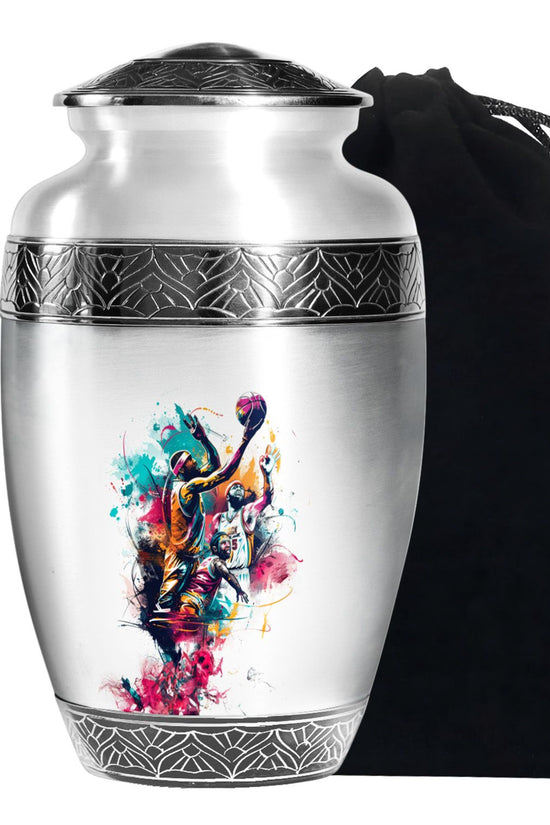 Basketball Colourful Theme Memorial Urn - Artistic Funeral Urn For Adult Ashes