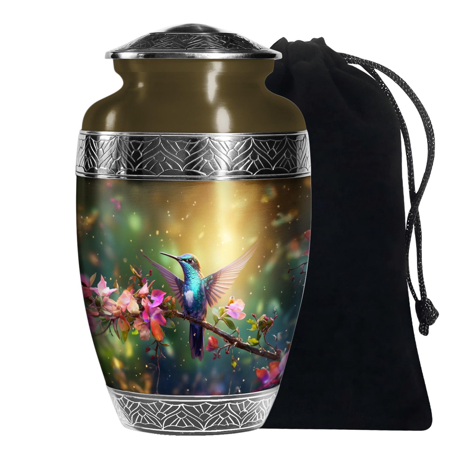Peaceful Hummingbird Cremation Urn - Beautiful Burial Urn For Human Ashes