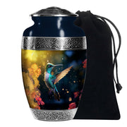 Blue Hummingbird Memorial Urn - Decorative Funeral Urn For Loved Ones