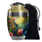 Floral Hummingbird Cremation Urn - Memorial Urn For Human Ashes