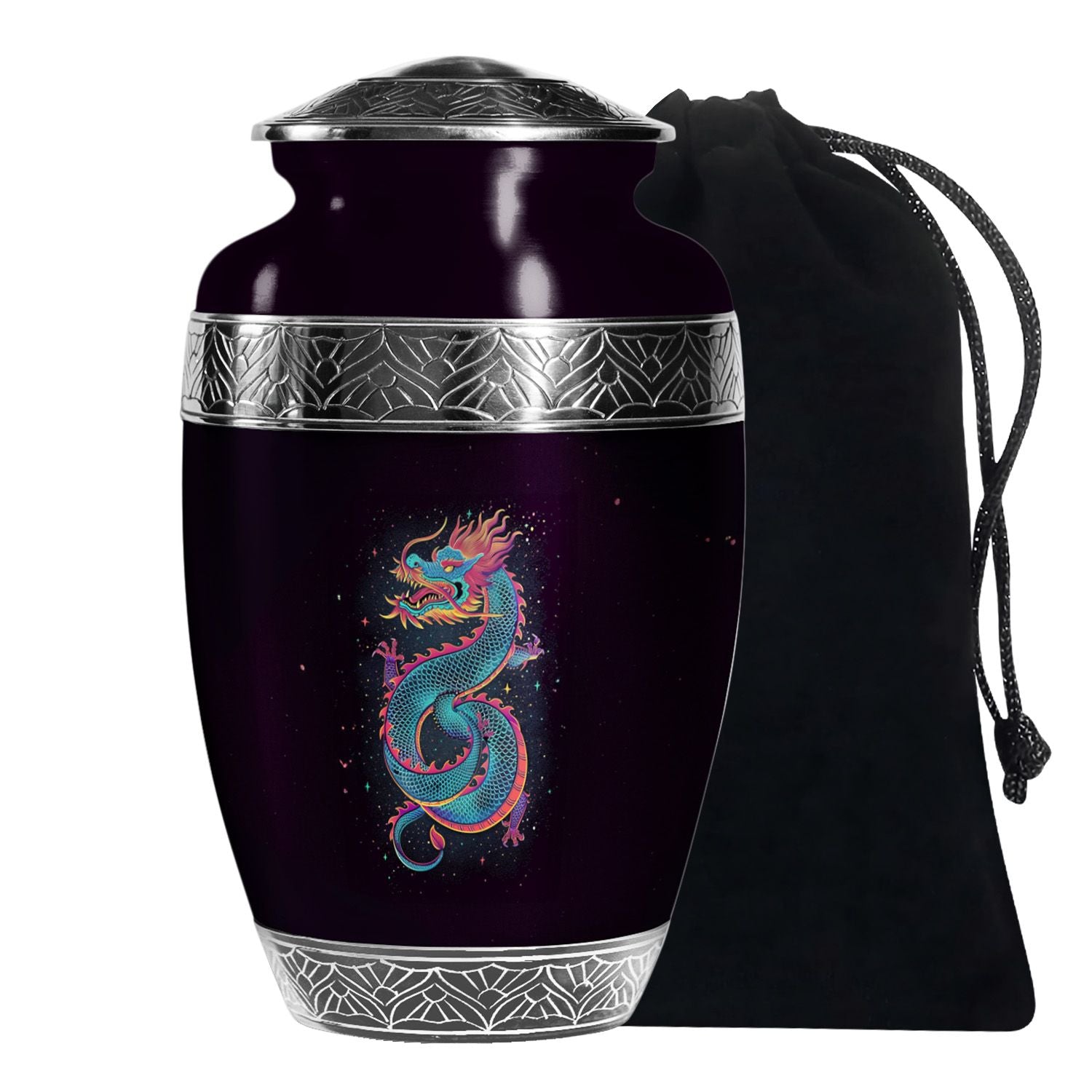 Celestial Blue Dragon Cremation Urn - Aluminium Memorial Urn For Human Ashes