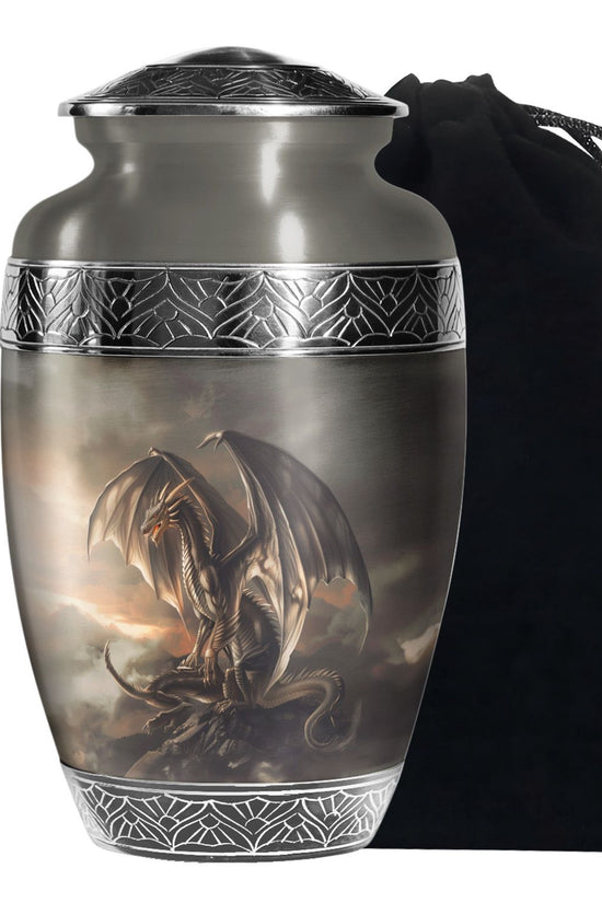 Dragon Storm Fantasy Memorial Urn - Artistic Aluminium Urn For Ashes