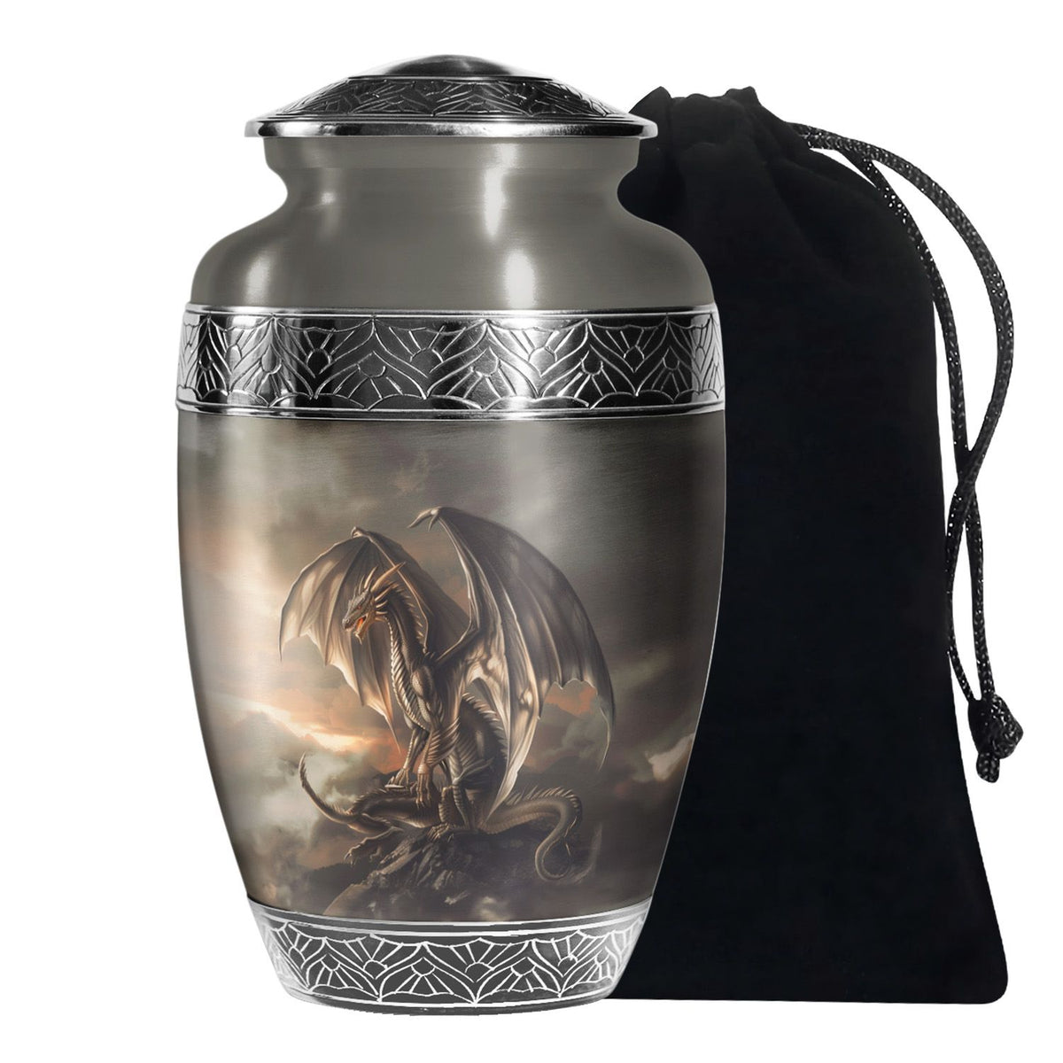 Dragon Storm Fantasy Memorial Urn - Artistic Aluminium Urn For Ashes