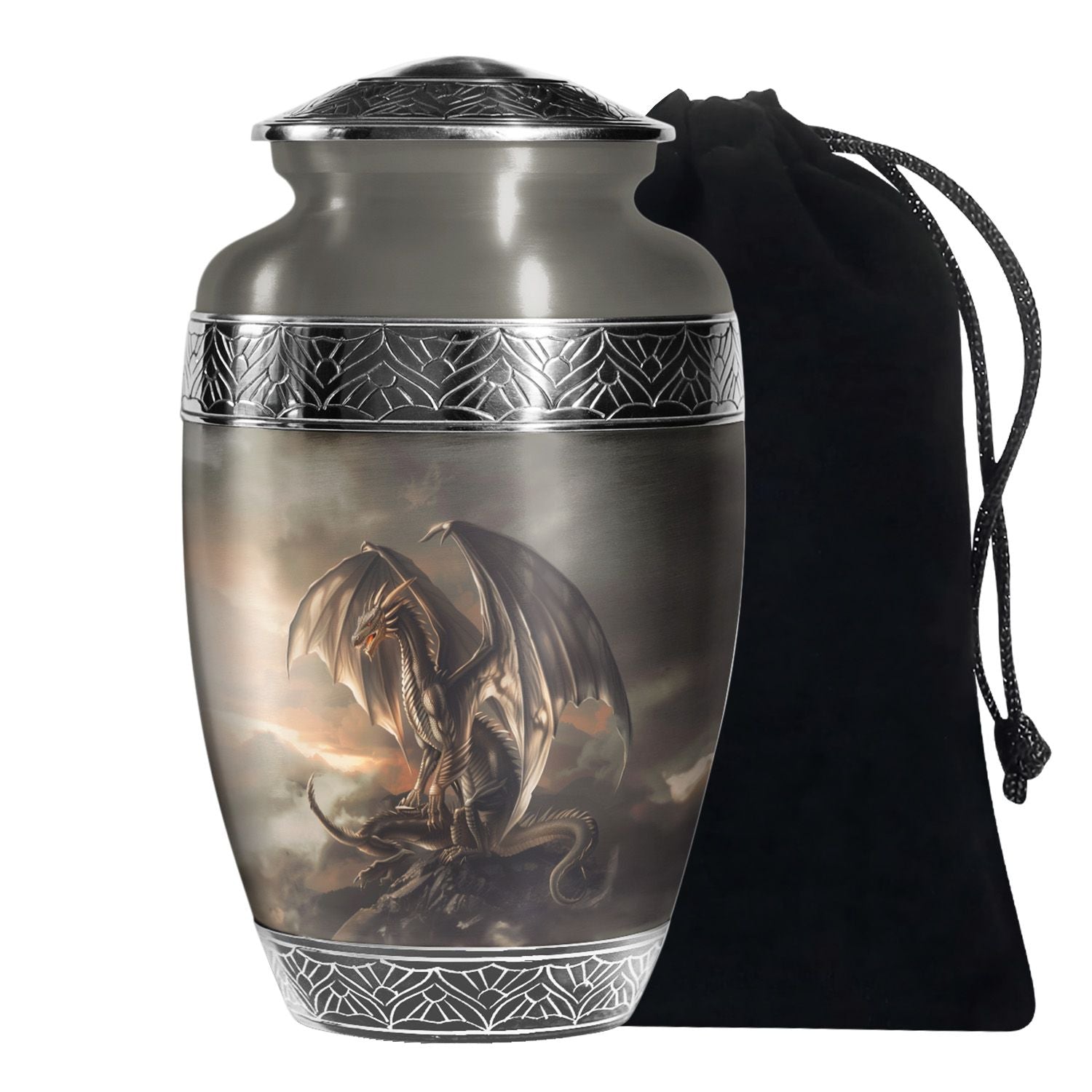 Dragon Storm Fantasy Memorial Urn - Artistic Aluminium Urn For Ashes
