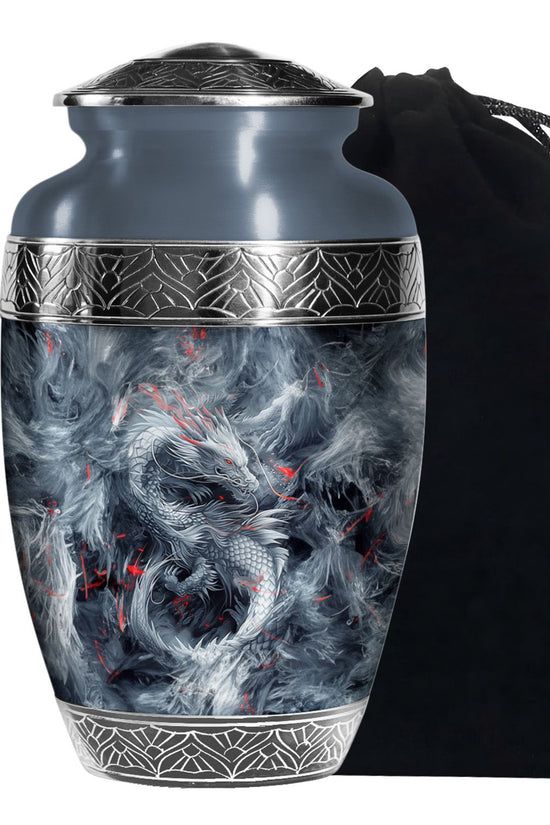 Midnight Fantasy Dragon Cremation Urn For Ashes – Black Memorial Urn