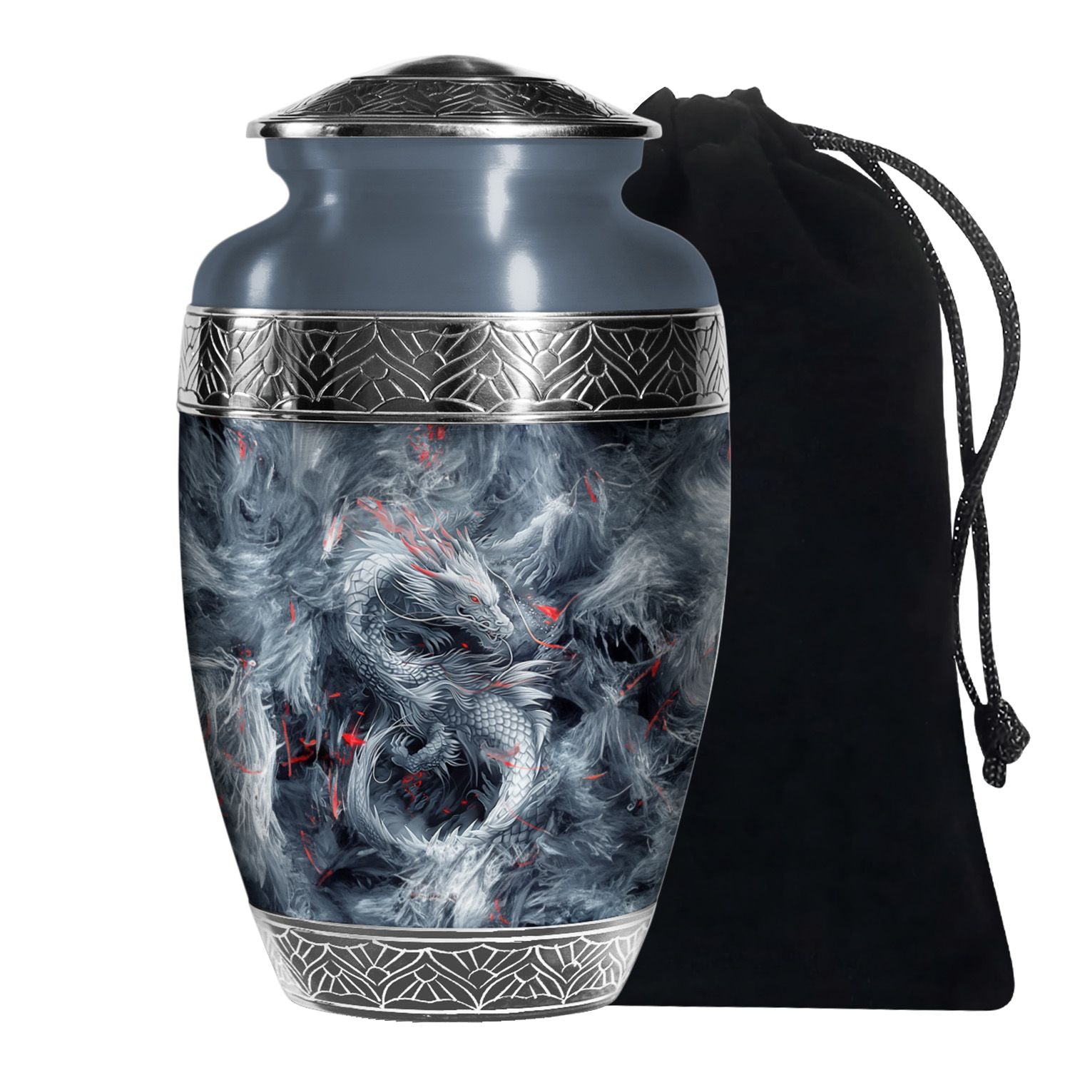 Midnight Fantasy Dragon Cremation Urn For Ashes – Black Memorial Urn