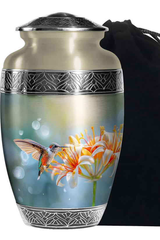 Lily Hummingbird Funeral Urn - Memorial Urn For Male & Female