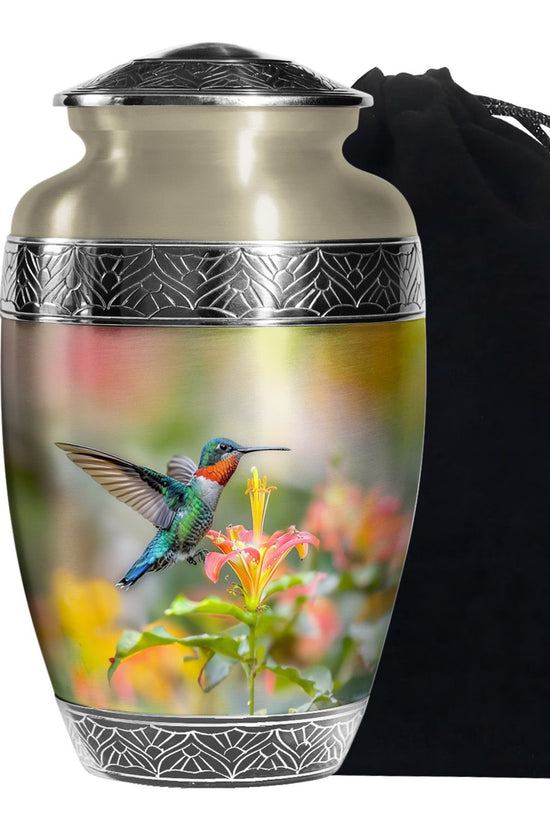 Colourful Hummingbird Memorial Urn - Beautiful Cremation Urn For Adult Ashes