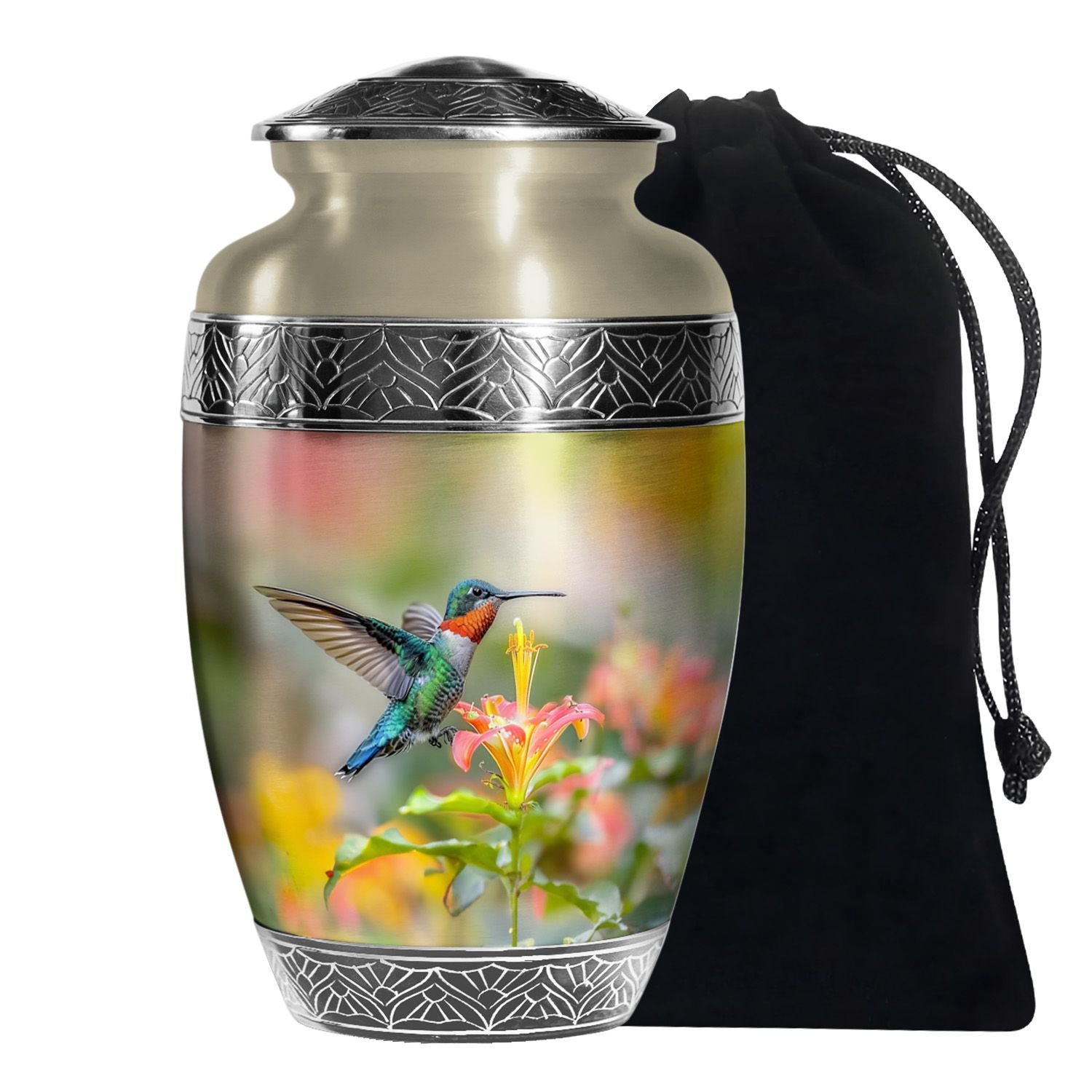 Colourful Hummingbird Memorial Urn - Beautiful Cremation Urn For Adult Ashes
