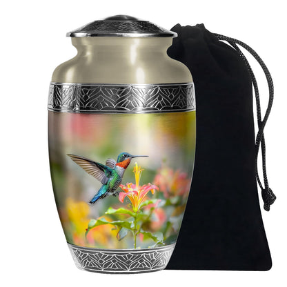 Colourful Hummingbird Memorial Urn - Beautiful Cremation Urn For Adult Ashes