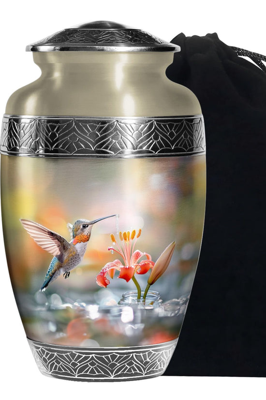 Floral Hummingbird Memorial Urn - Elegent Funeral Urn For Loved Ones