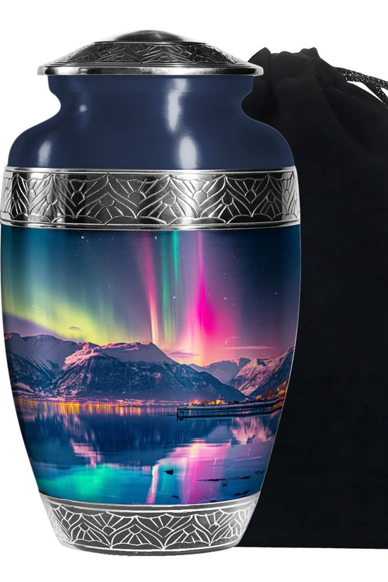 Aurora Borealis Funeral Urn - Northern Lights Memorial Urn For Human Ashes