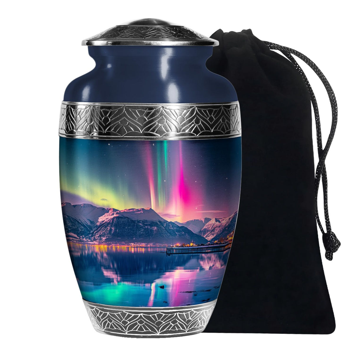 Aurora Borealis Funeral Urn - Northern Lights Memorial Urn For Human Ashes