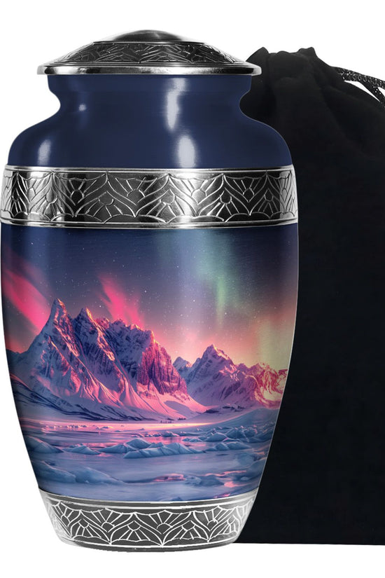 Aurora Snow Valley Urn For Ashes - Beautiful Sky Cremation Urn For Adults Ashes