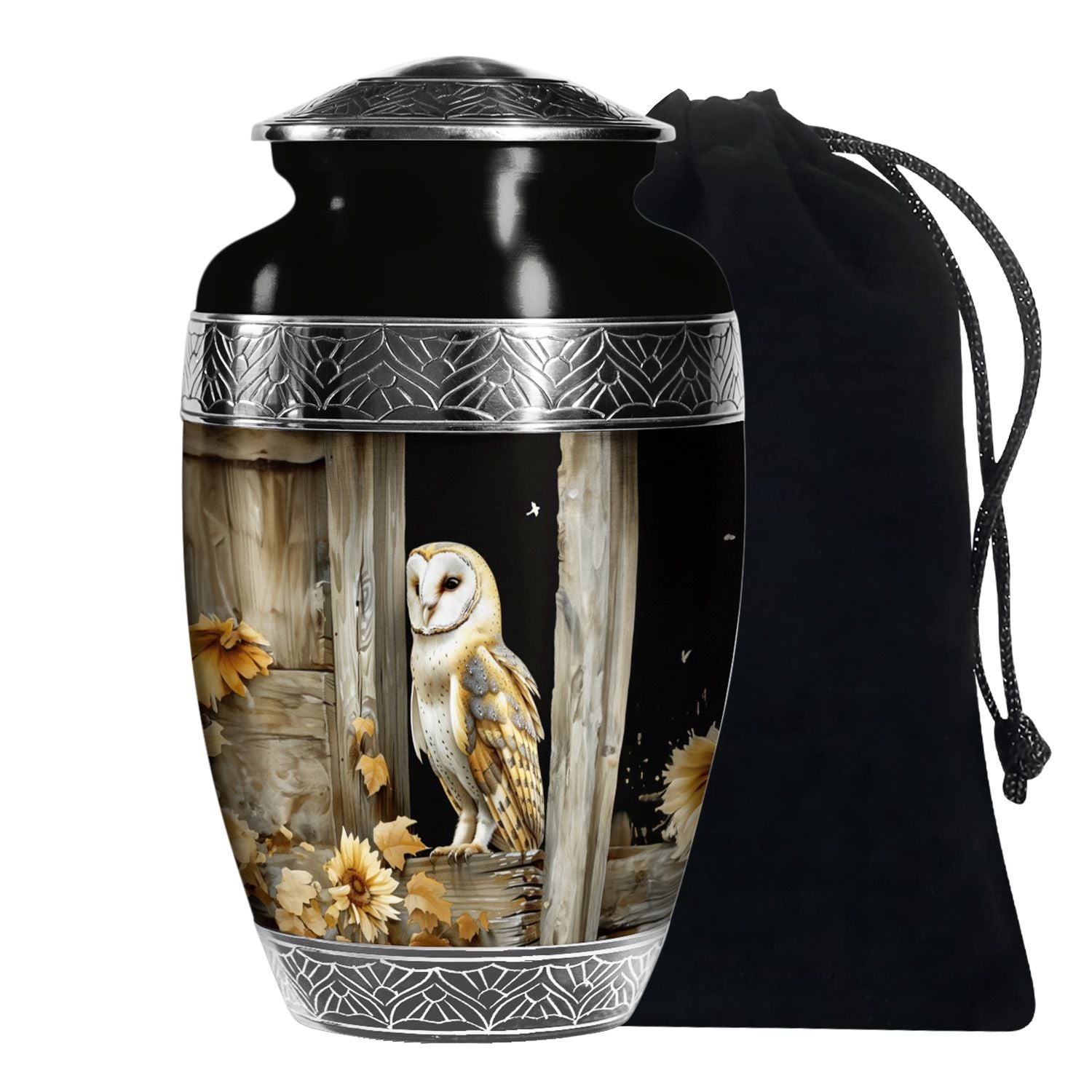 Barn Owl Cremation Urn - Rustic Memorial Urn For Human Ashes
