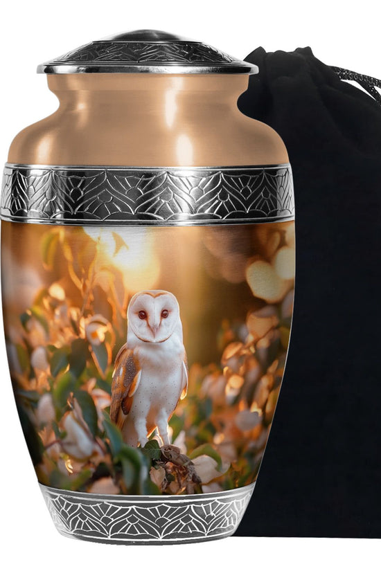 Sunset Barn Owl Cremation Urn – Nature Memorial Urn For Human Ashes