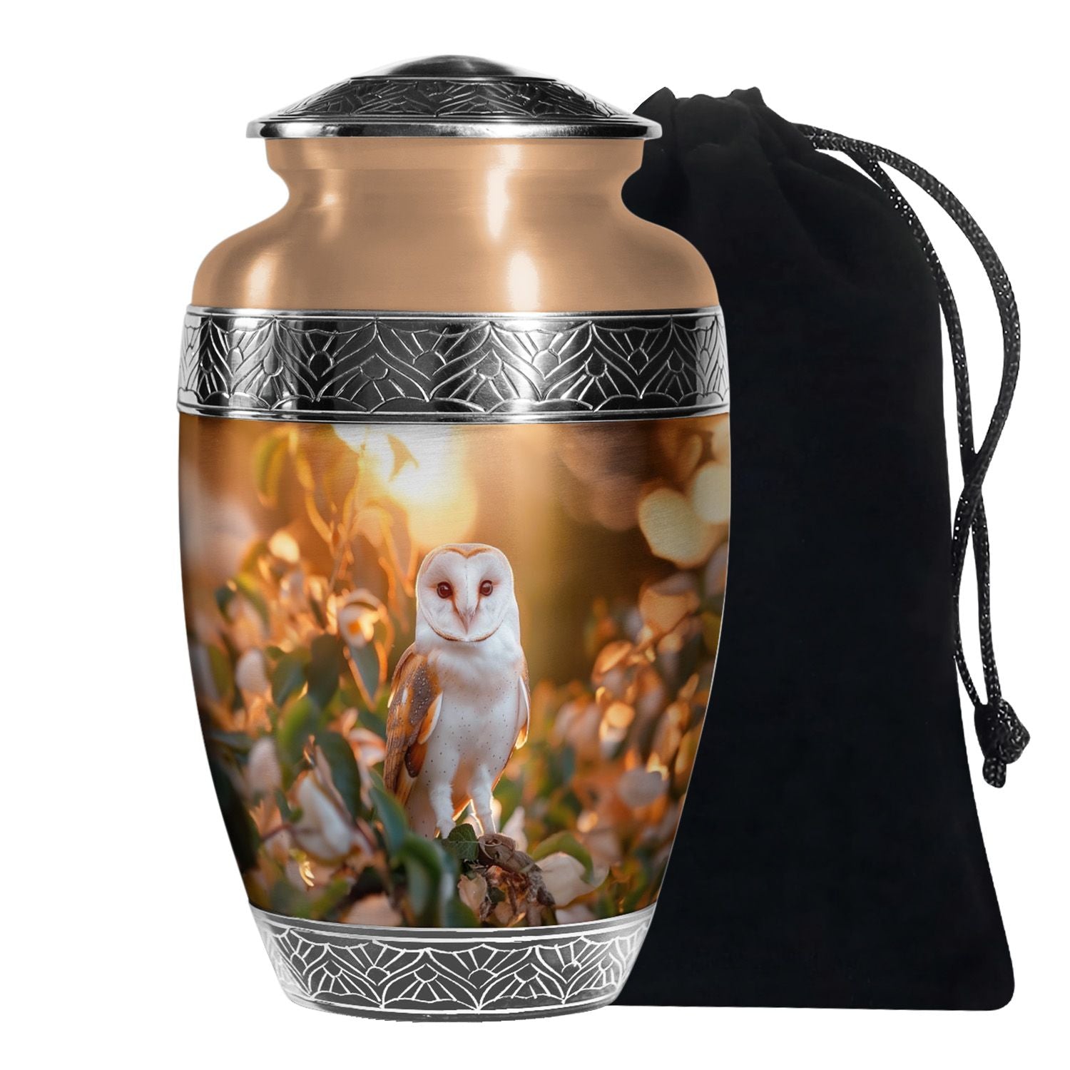 Sunset Barn Owl Cremation Urn – Nature Memorial Urn For Human Ashes