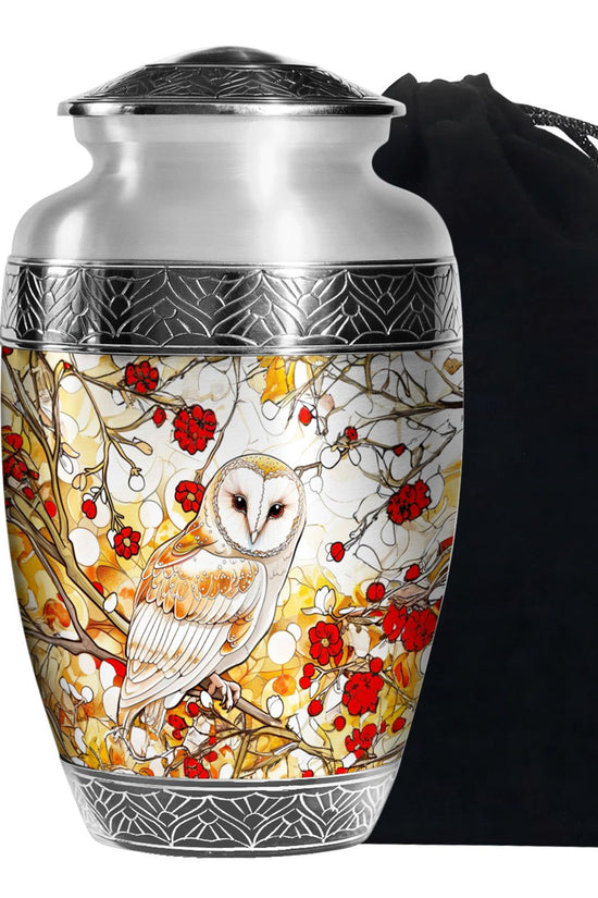 White Owl Funeral Urn – Artistic Cremation Urn For Adult Ashes