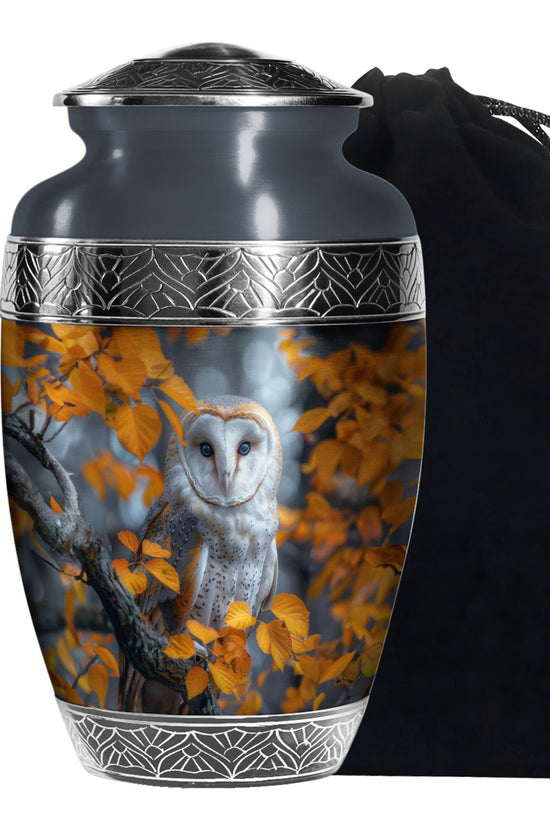 Autumn Owl Cremation Urn - Elegant Funeral Urn For Human Ashes