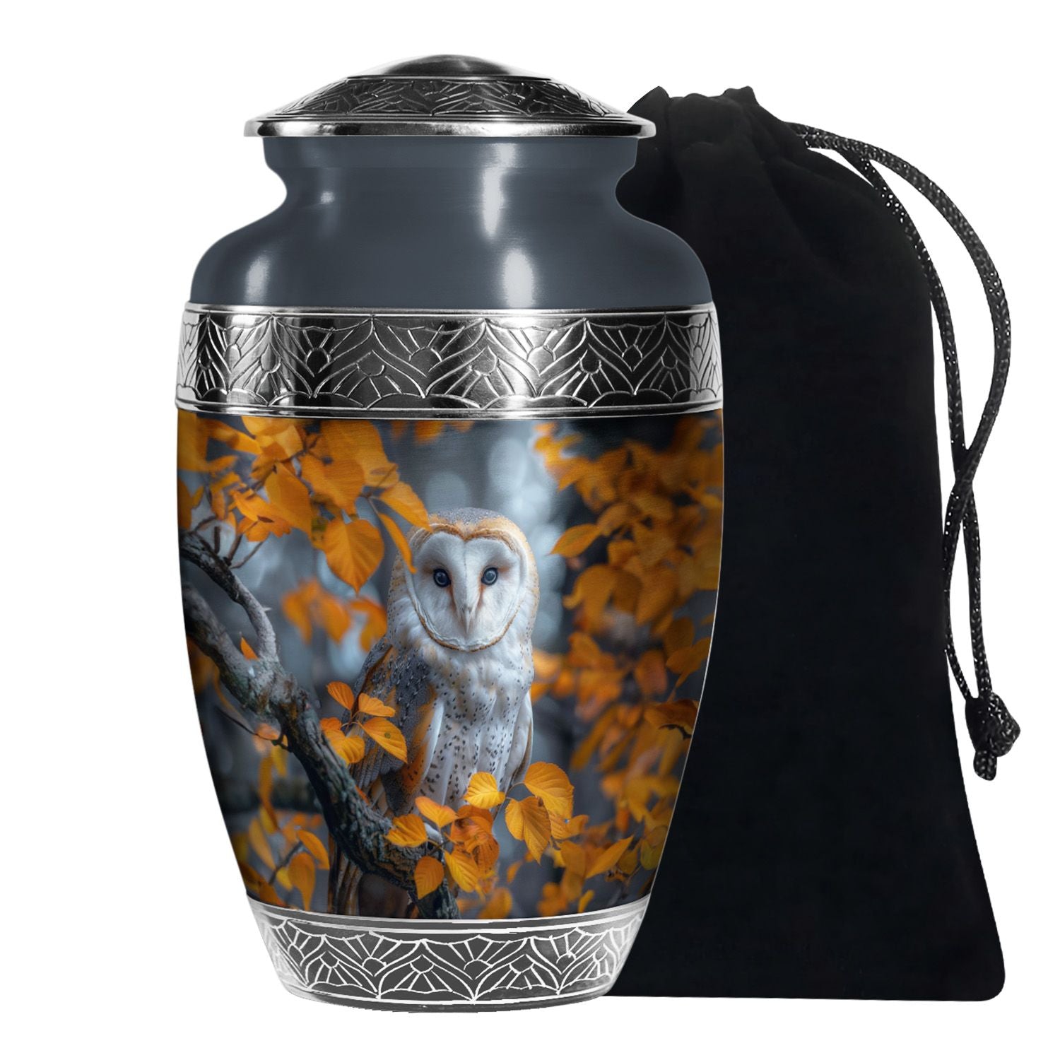 Autumn Owl Cremation Urn - Elegant Funeral Urn For Human Ashes