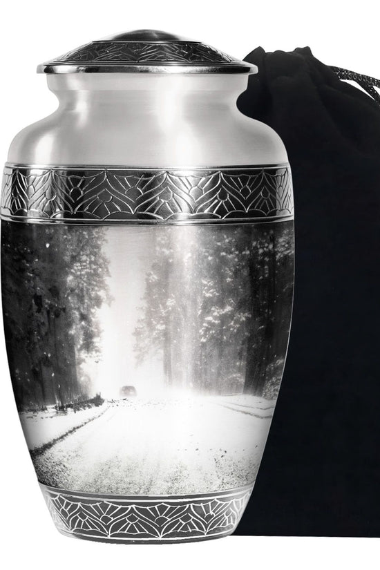 Winter Forest Funeral Urn - White Cremation Urn For Adult Ashes