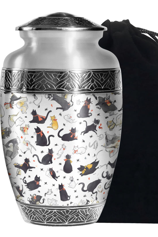 Cat Print Funeral Urn - Beautiful Pet Memorial Urn For Cat Ashes