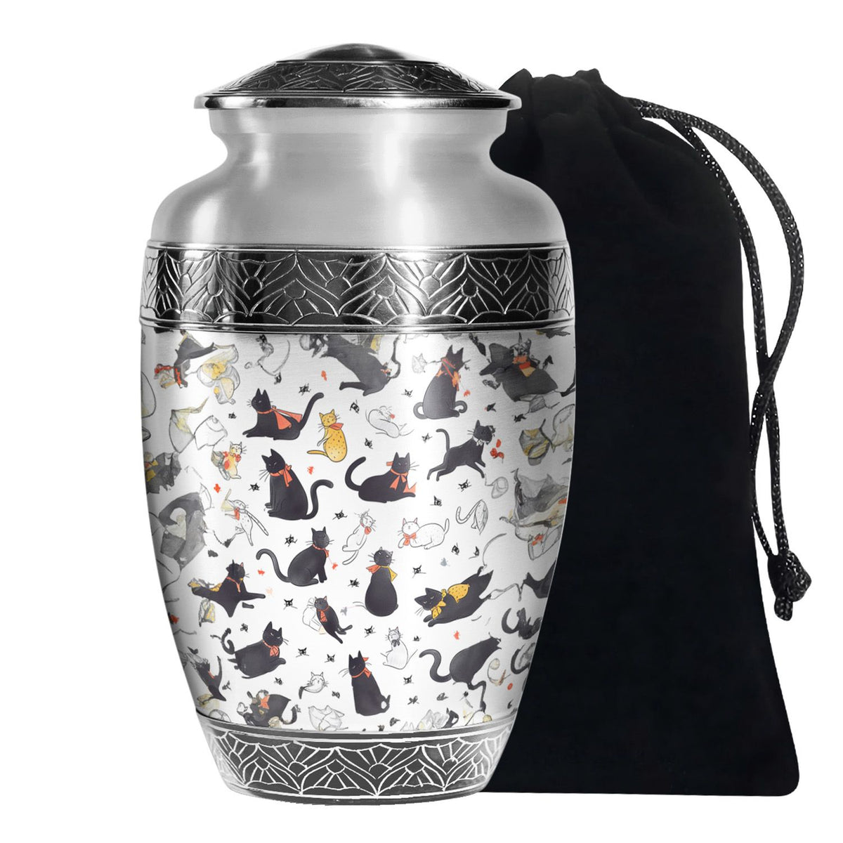 Cat Print Funeral Urn - Beautiful Pet Memorial Urn For Cat Ashes