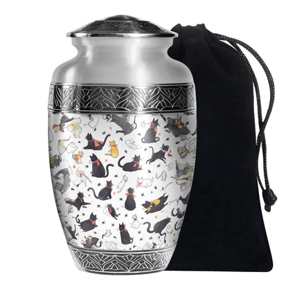 Cat Print Funeral Urn - Beautiful Pet Memorial Urn For Cat Ashes